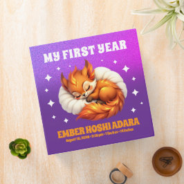 Cute Fox Cub Asleep in Starry Sky Baby's 1st Year