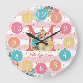Cute Fox Ilustracion Sweet Monograma Gran Reloj