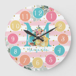 Cute Fox Ilustracion Sweet Monograma Gran Reloj