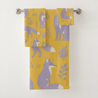 Cute Fox Morado y Patrón Botánico Verano