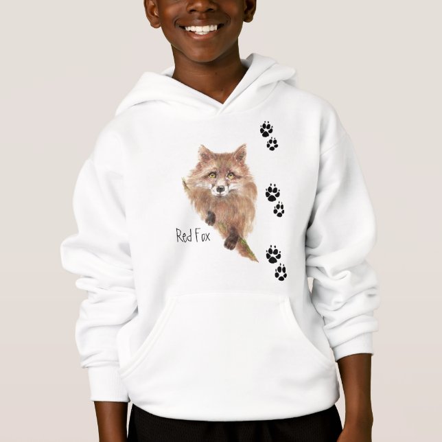 Cute Fox Tracks Animal Hoodie (Anverso)