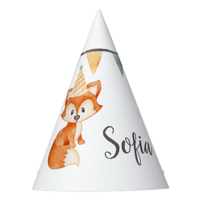 Cute Fox Woodland Fiesta Gorra Feliz Cumpleaños (Anverso)