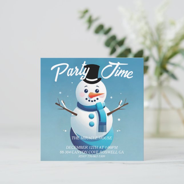 Cute Frosty La Invitación Del Hombre De Nieve (Anverso de pie)
