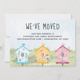 Cute Fun Bird House Moving Invitación Card