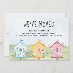 Cute Fun Bird House Moving Invitación Card