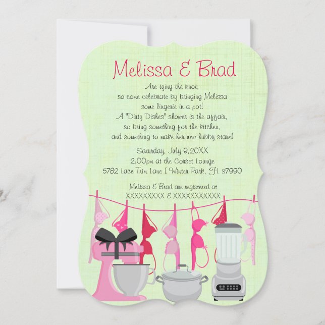 Cute Fun Kitchen Lingerie Bridal Shower Invitación (Anverso)