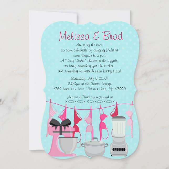 Cute Fun Kitchen Lingerie Bridal Shower Invitación (Anverso)
