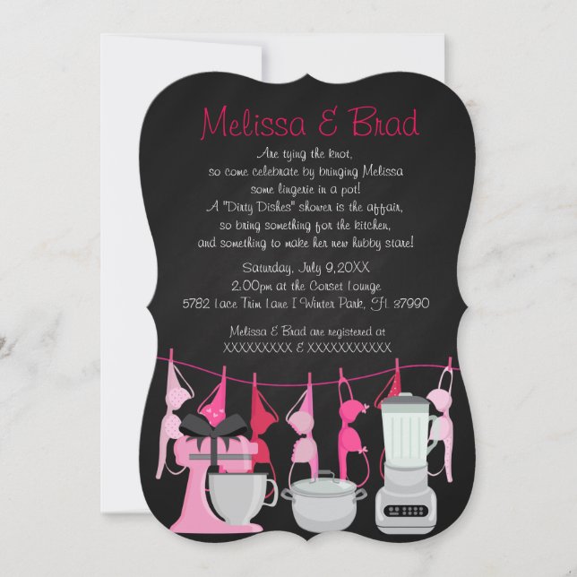 Cute Fun Kitchen Lingerie Bridal Shower Invitación (Anverso)
