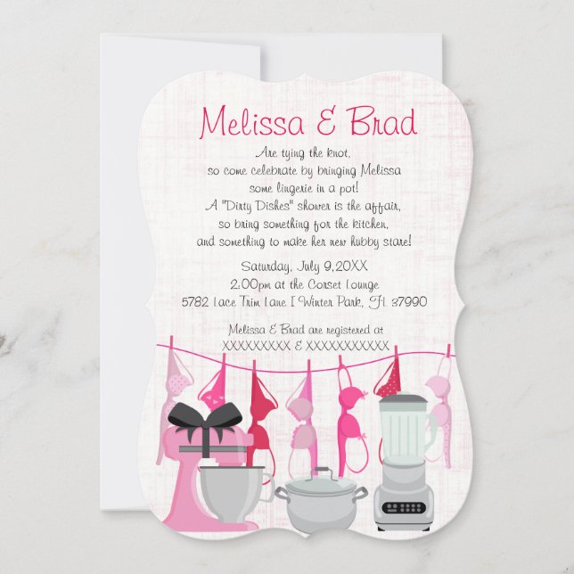 Cute Fun Kitchen Lingerie Bridal Shower Invitación (Anverso)