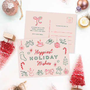 Cute Fun Navidades Doodles Tarjeta de vacaciones n