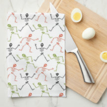 Cute Fun Skull Skeleton Halloween Cocina Toalla