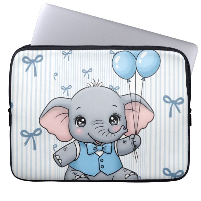 Cute funda para portátil de elefante bebé de dibuj (Frente)