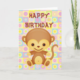 Cute Funky Pattern Monkey Design Tarjeta de cumple