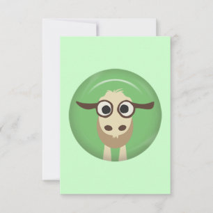 CUTE FUNNY BABY GOAT KID GREEN BEIGE FARM PERSONAL