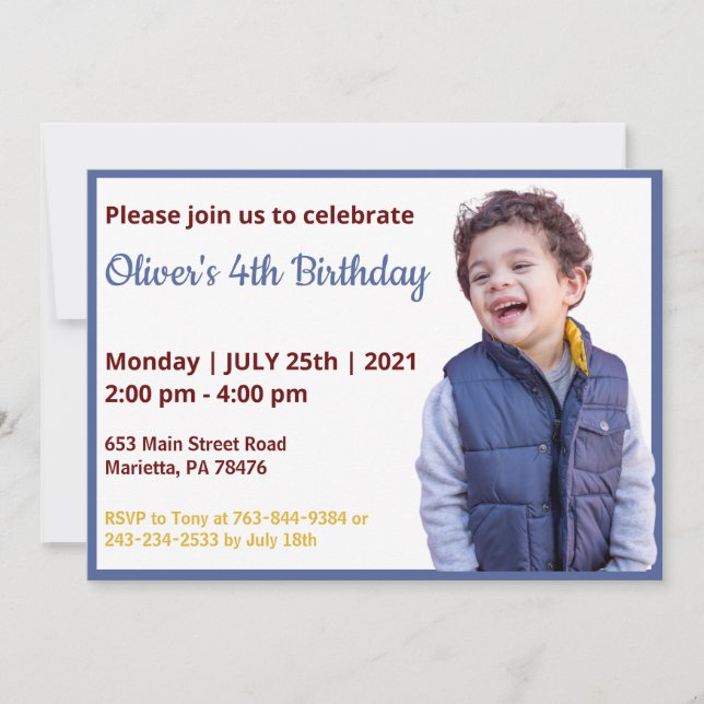 Cute Funny | Invitación al cumpleaños de la foto d (Anverso)