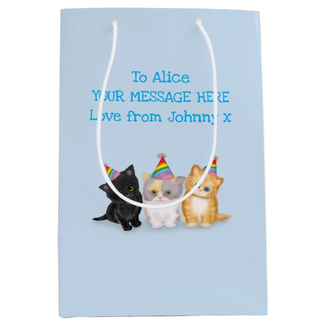 Cute gatitos bolsa de regalo de cumpleaños azul pe (Anverso)