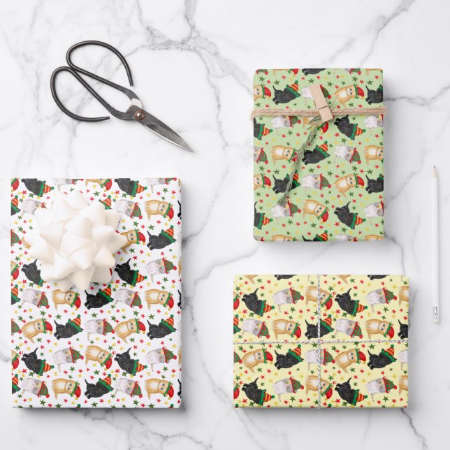Cute gatitos Navidades envolver papel (Anverso)