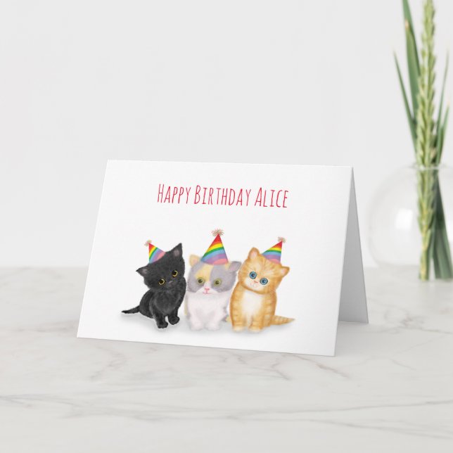 Cute gatitos tarjeta de cumpleaños personalizada (Anverso)