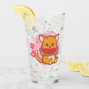 Cute gato comiendo sandía   Kawaii