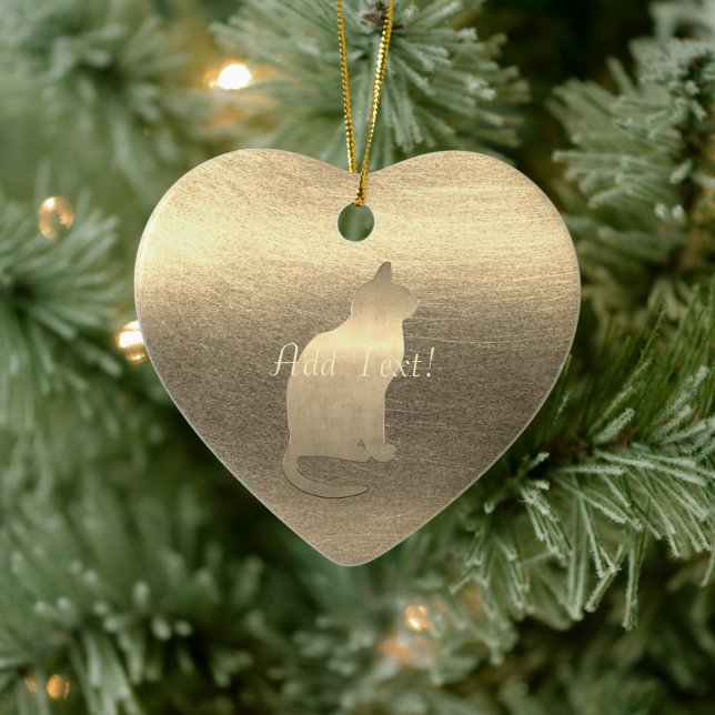 Cute Gato de Oro Añadir Ornamento de Texto (Árbol)