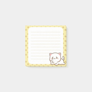 Cute Gato Gruñón Nota Adhesiva Amarilla con Lunare
