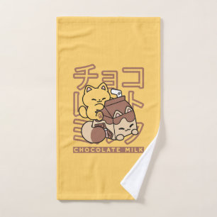 Cute gato montando leche de chocolate Carton Kawai
