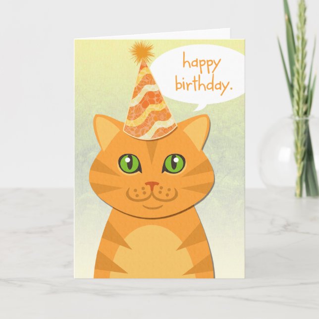 Cute gato Naranja Tabby Tarjetas de cumpleaños fel (Anverso)