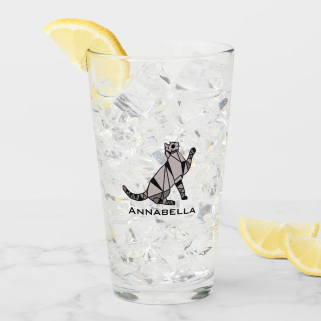 Cute gato negro agregar nombre Glass (Anverso (hielo))