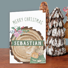 Cute Gatos De Gatito Rústico Feliz Navidad