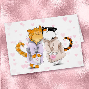Cute gatos desnudos en una carta de San Valentín