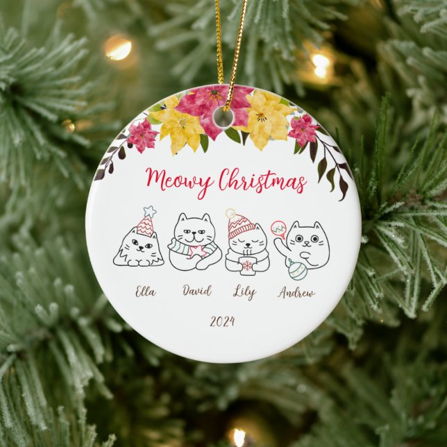 Cute Gatos Meowy Nochebuena Ornamento (Árbol)