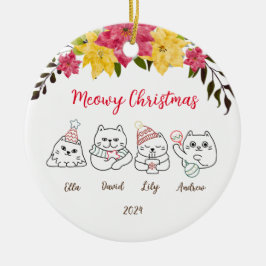 Cute Gatos Meowy Nochebuena Ornamento