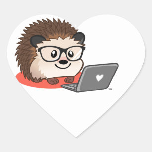 Cute Geeky Nerdy Hedgehog En Un Pegatina Portátil