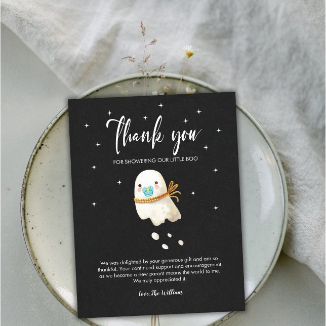 Cute Ghost Halloween Baby Shower Gracias Tarjeta (Cute Ghost Halloween Baby Shower Thank you Card)