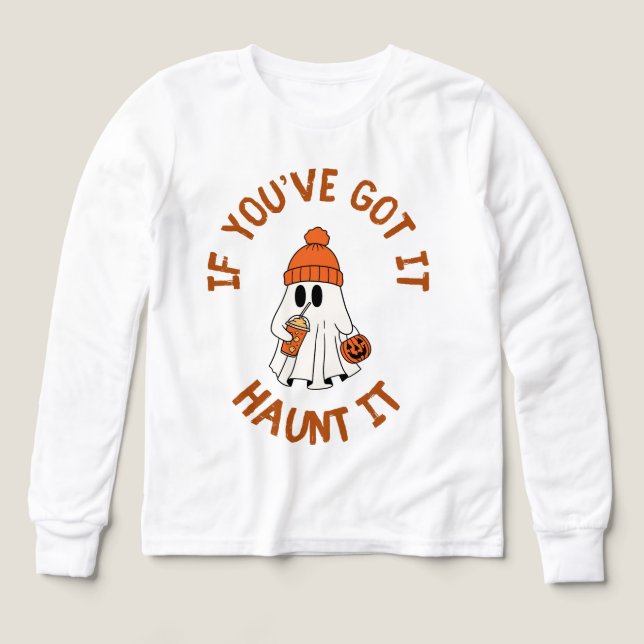 Cute Ghost Halloween Tote with Pumpkin Spice Vibes (Diseño frontal)