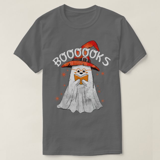 Cute Ghost Reading Booooks Top Book Teacher Hallow (Diseño del anverso)