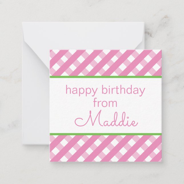 Cute Gingham Tarjetas de Gabinete de Regalo Person (Anverso)