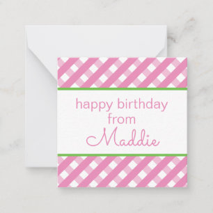 Cute Gingham Tarjetas de Gabinete de Regalo Person