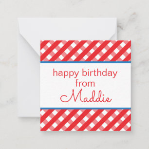 Cute Gingham Tarjetas de Gabinete de Regalo Person