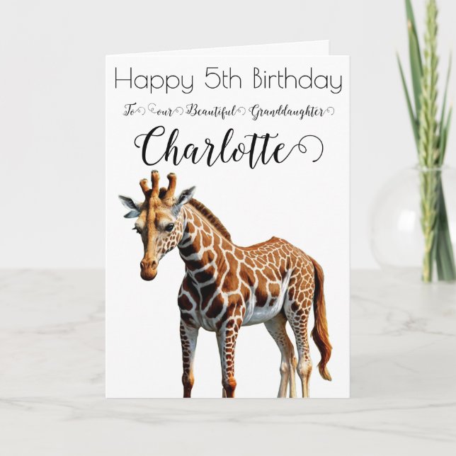 Cute Giraffe Abuela 5.ª Tarjeta de cumpleaños (Anverso)