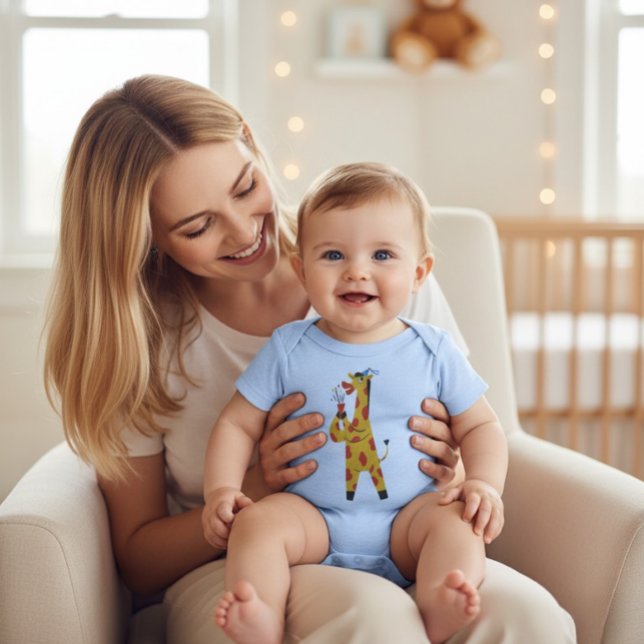 Cute Giraffe Artist Baby Infant Shower Bodysuit (Subido por el creador)