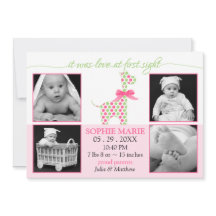 Cute Giraffe Bebé Foto Anuncio de nacimiento