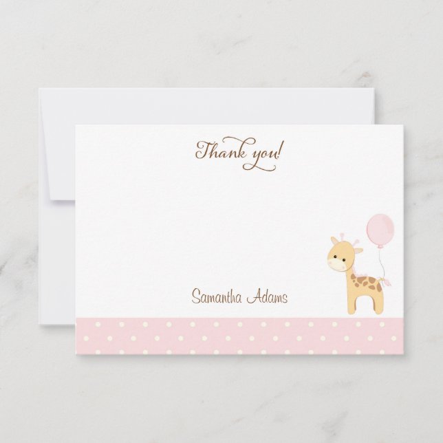 Cute Giraffe Cumpleaños Tarjeta de agradecimiento (Anverso)