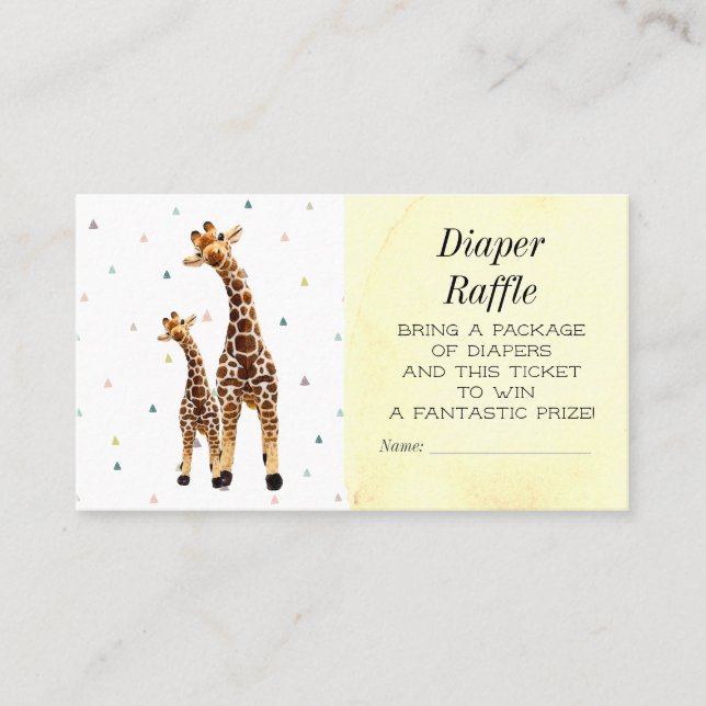 Cute Giraffe Diaper Raffle Baby Shower Ticket (Anverso)