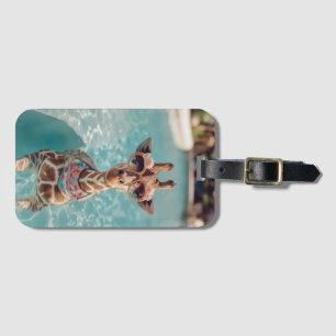 Cute Giraffe Etiqueta para Equipaje de Piscina - V