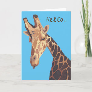 Cute Giraffe Head Pintura Hola Tarjetas de felicit
