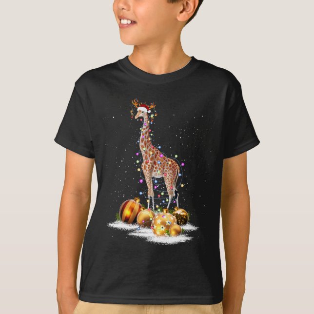 Cute Giraffe Ilumina Santa Hat Sweater Xmas Tree C (Anverso)