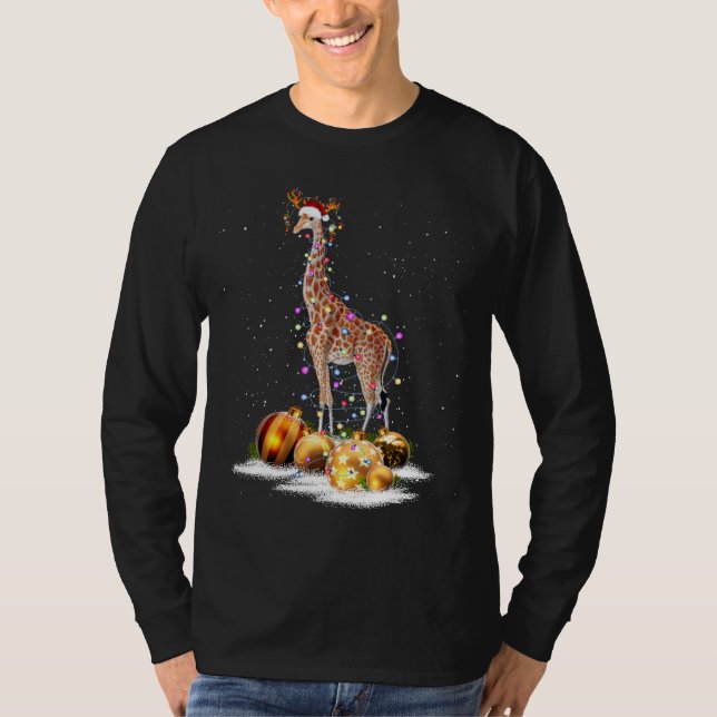 Cute Giraffe Ilumina Santa Hat Sweater Xmas Tree C (Anverso)