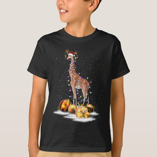 Cute Giraffe Ilumina Santa Hat Sweater Xmas Tree C (Anverso)