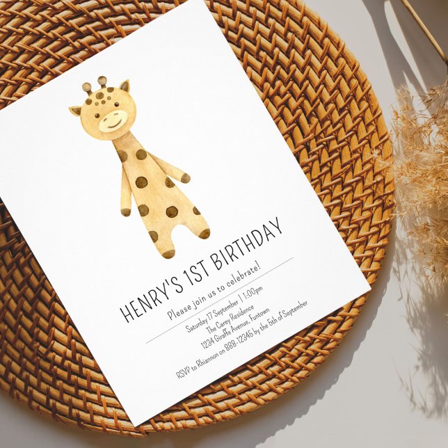 Cute Giraffe, invitaciones de cumpleaños de niños  (Subido por el creador)